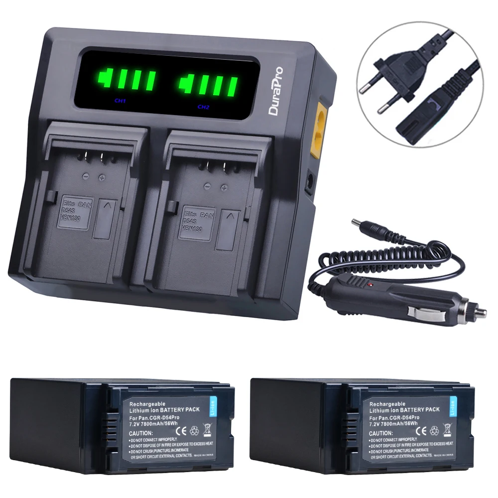 

DuraPro 7800mAh CGA-D54 CGA D54 D54S Bateria +Fast LED Dual Charger for Panasonic CGA-D54S CGA-D220 CGA-D320 CGA-D54 Battery