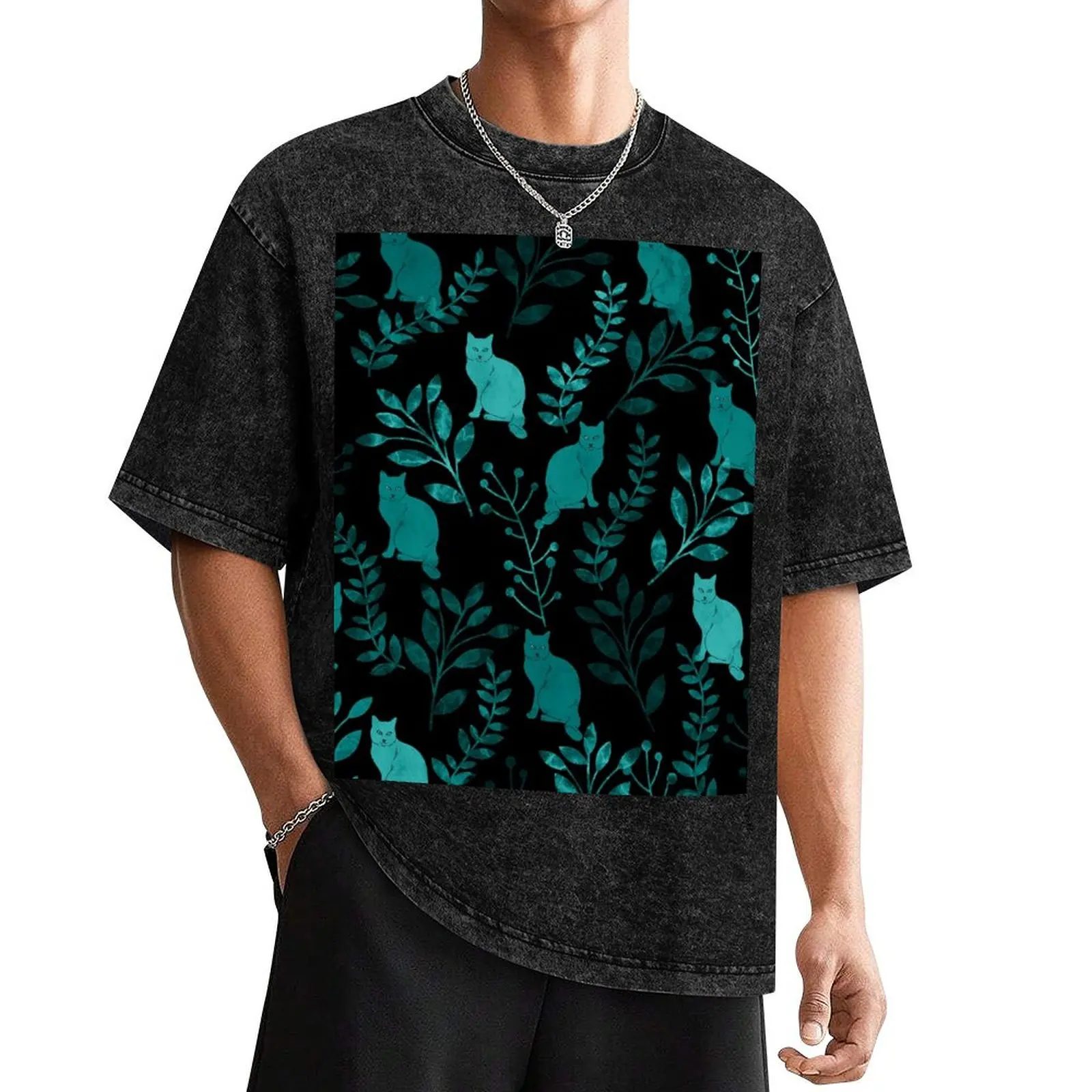

Watercolor Floral and Cat IV T-Shirt Aesthetic clothing vintage t shirts customizeds workout shirts for men
