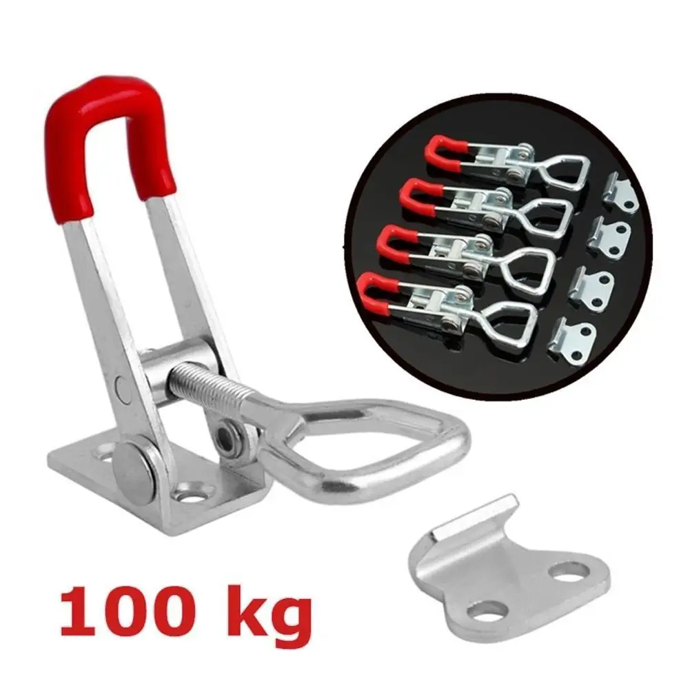 4Pcs GH-4001 Toggle Clamp Stainless Steel Door Bolt Type Quick Clamp Adjustable Metal Latch For Door Machine Operation Hand Tool