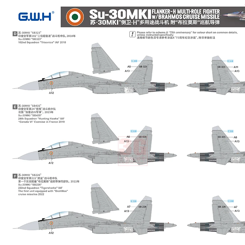 Great Wall hobby L4826 model static assembly aircraft model kit Su-30MKI side guard-H multi-purpose fighter India 1/48