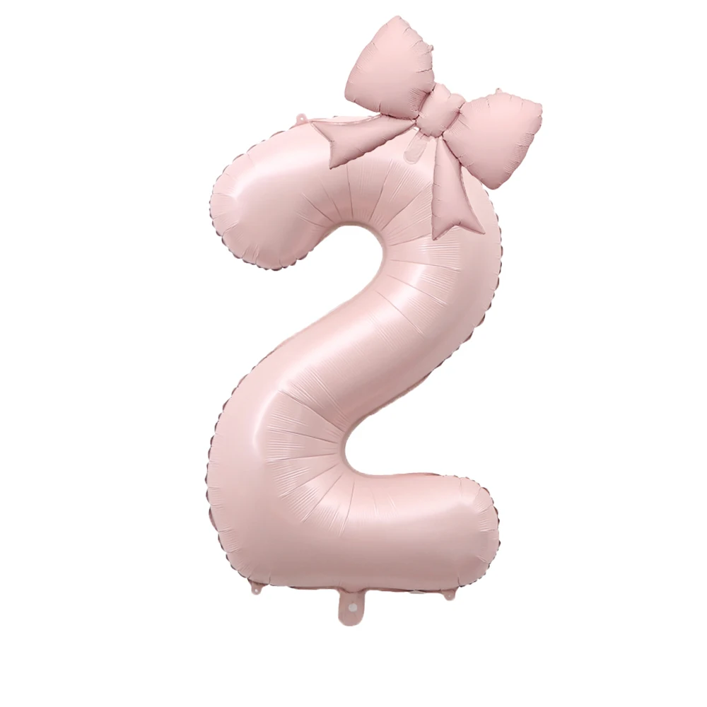 2 قطعة 40 بوصة عيد ميلاد عدد 0-9 بالونات الفتيات الأميرة عيد ميلاد الوردي Bowknot بالونات حفل زفاف بالونات جامبو عدد بالون #1