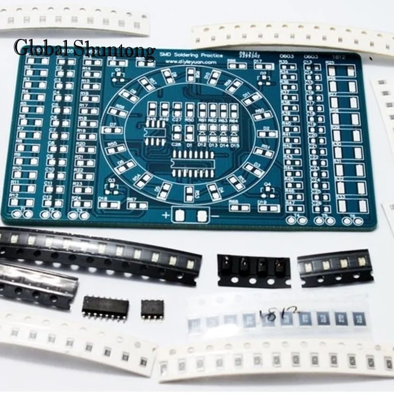DIY CD4017 Rotating LED SMD NE555 Soldering Practice Board  Kit Fanny Skill Training Electronic Suit