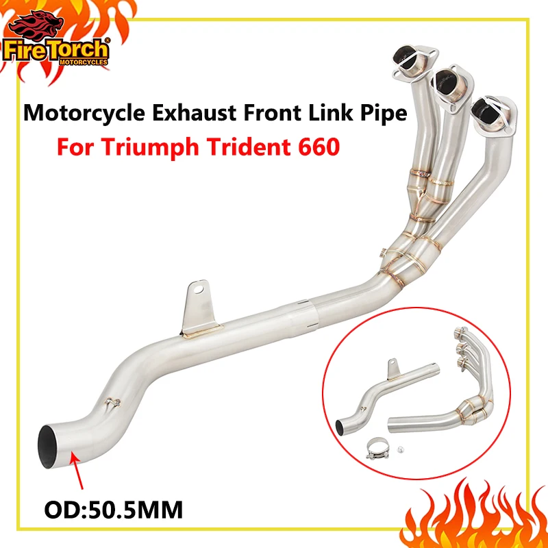 Slip On For Triumph Trident 660 Motorcycle Exhaust Escape Systems Stainless Steel Header Front Link Pipe Connection 51mm Muffler