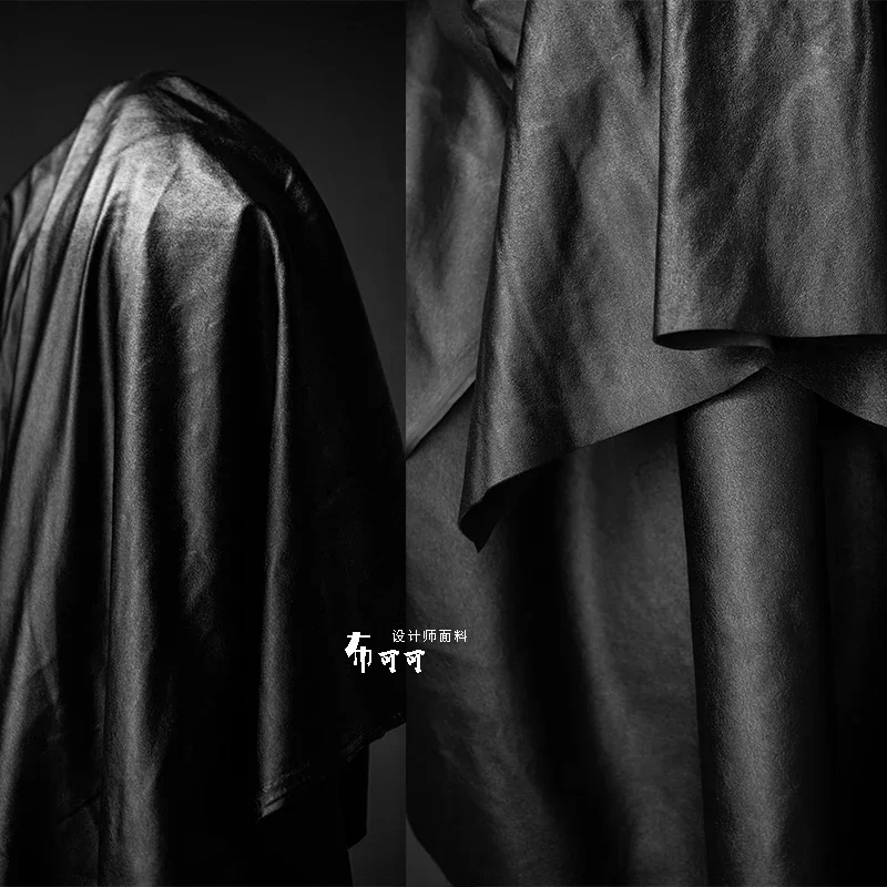 

Черная мягкая нежная искусственная кожа (ПУ) дизайнерская ткань для пошива курток, пальто, сумок, одежды и рукоделия