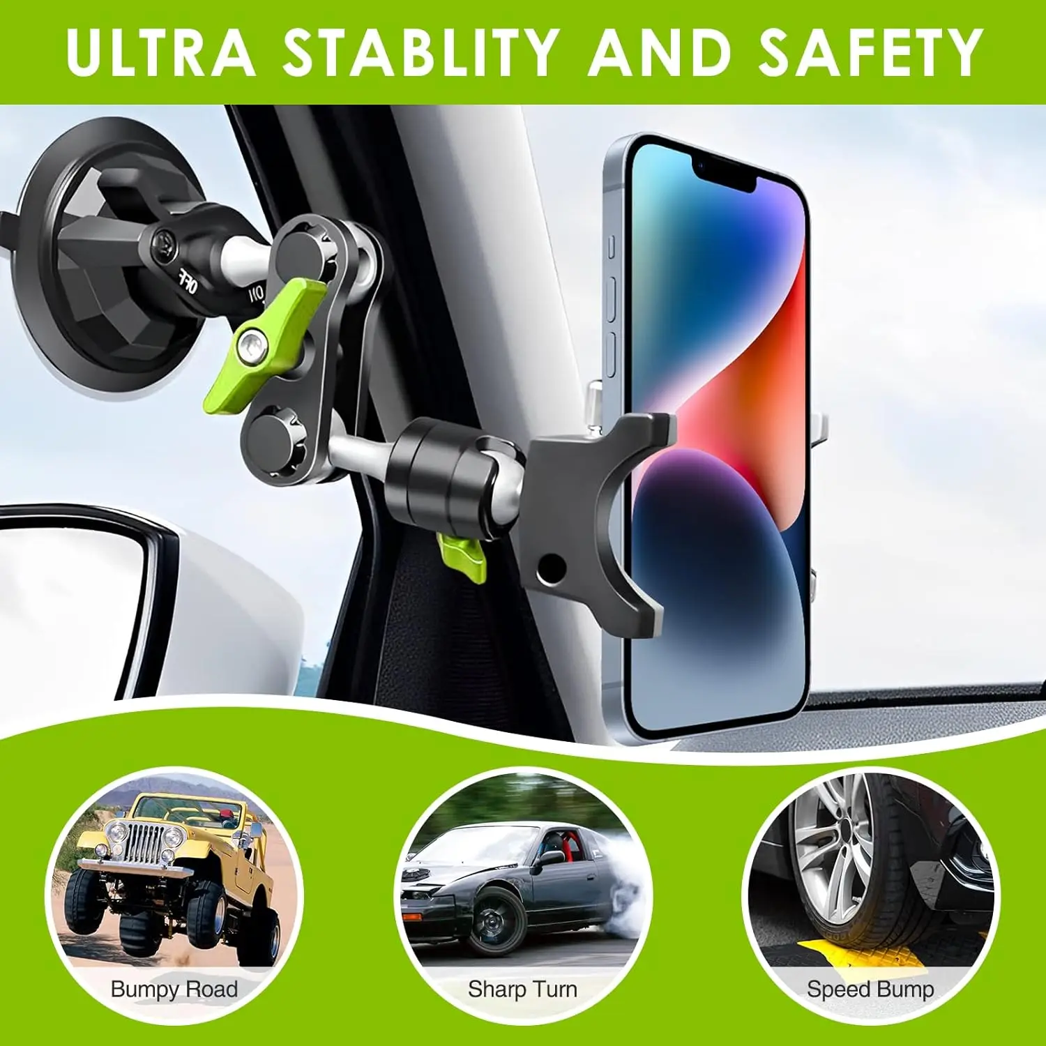 

Aulidtech Lanparte Car Phone Holder for Shooting Mount Bracket Arm for Car 360 Rotation Suction Cup for Iphone Samsung Huawei