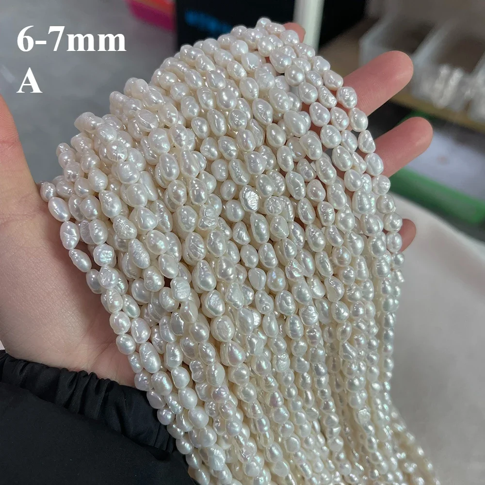 6-7mm A Natural Freshwater White Pearl Rice Shape Bead Christmas Gifts for Women Jewelry Make DIY Necklace Bracelet Accessories