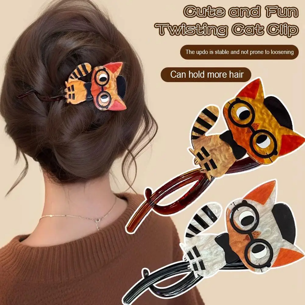 

Cute Cat Hair Clip For Girls Women Elegant Twist Clip Fashion Girl Ponytail Hairpin