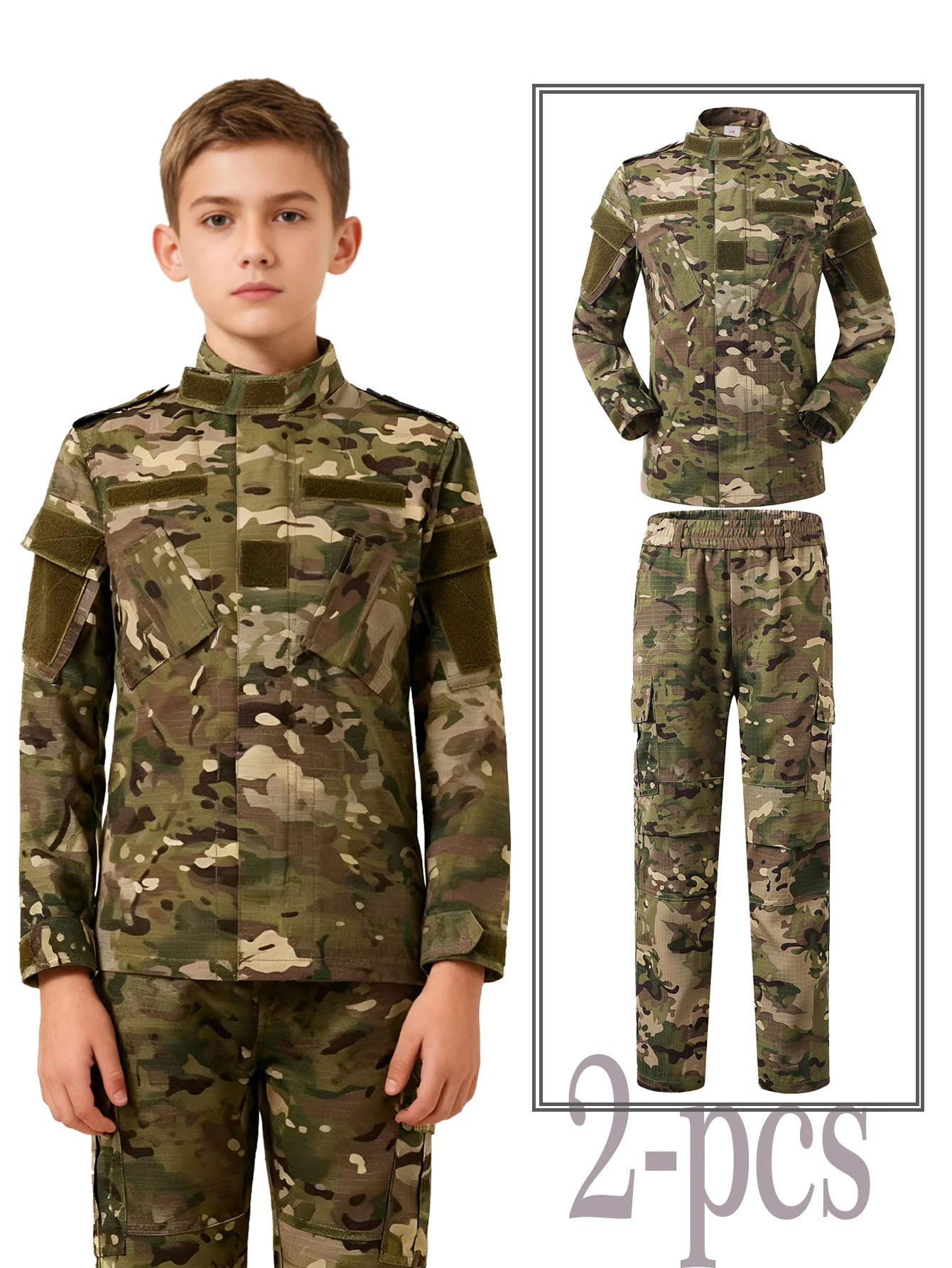 Kids Camouflage Outfit Set Outdoor Training Wear Woven Fabric Tear-Resistant Ideal for Outdoor Activities And Training Exercises