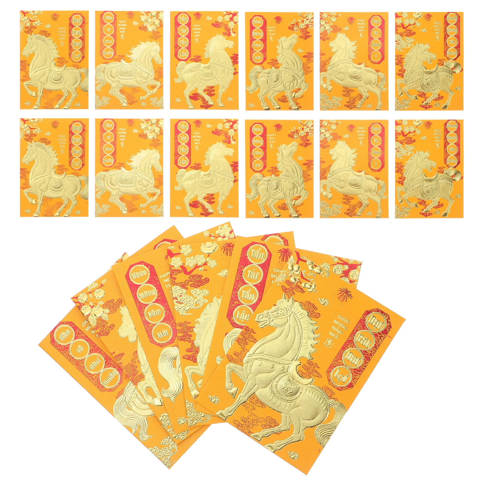 120Pcs Vietnamese Red Envelopes Horse Year 2026 Lunar New Year Cash Packets Lucky Money Envelopes Chinese Red Envelope