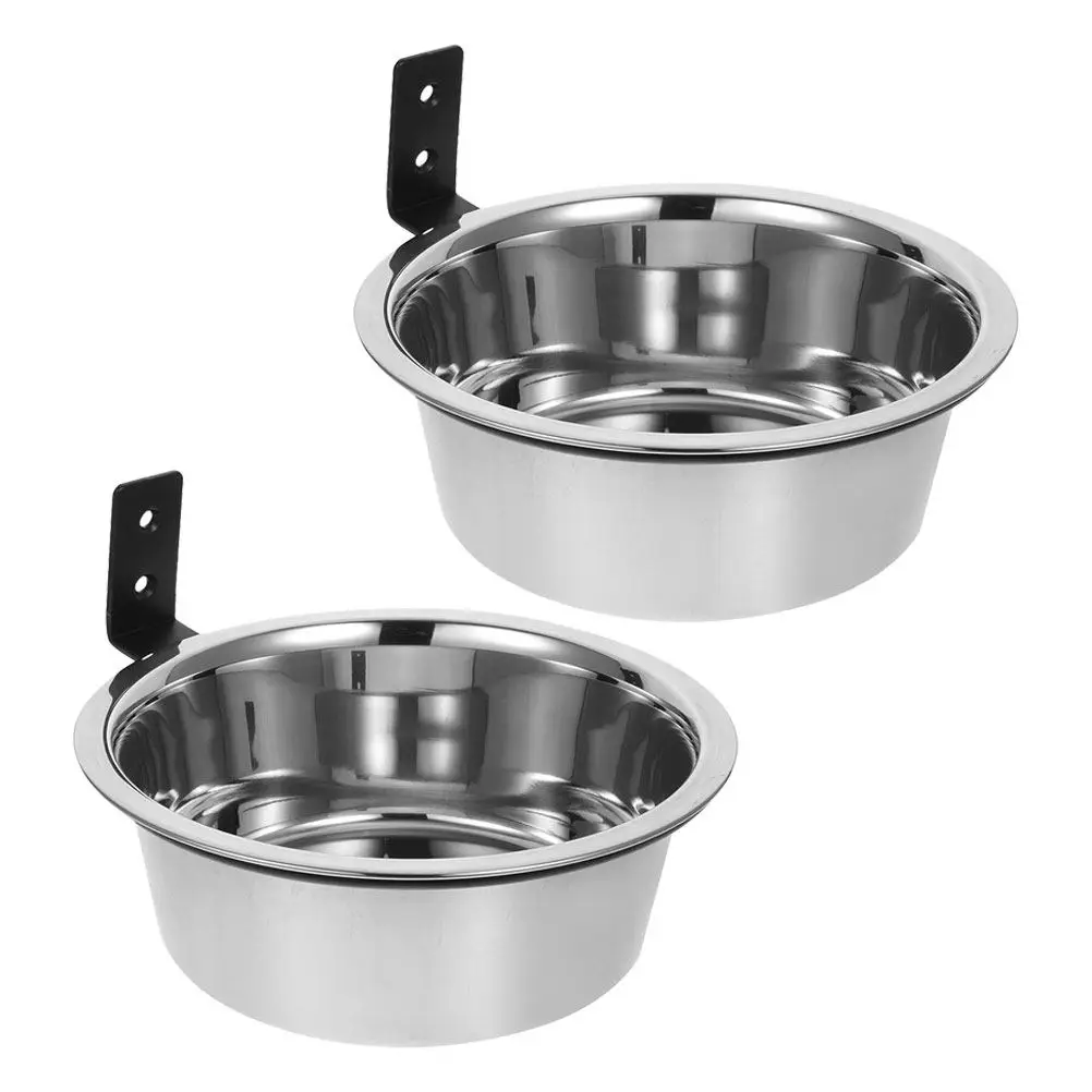 

2 Sets Wall Mounted Dog Bowls Elevated Feeding Station Space Saving Stainless Steel Hanging Food Water Bowls Pet Bowl