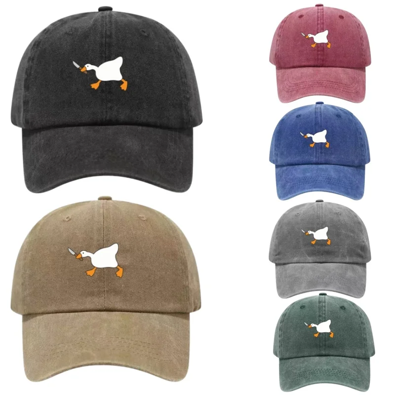 Goose Knife Printed Washed Cotton Adjustable Baseball Cap Classic Snapback Dad Hat Breathable Hat Golf Fishing Outdoor Sun Cap