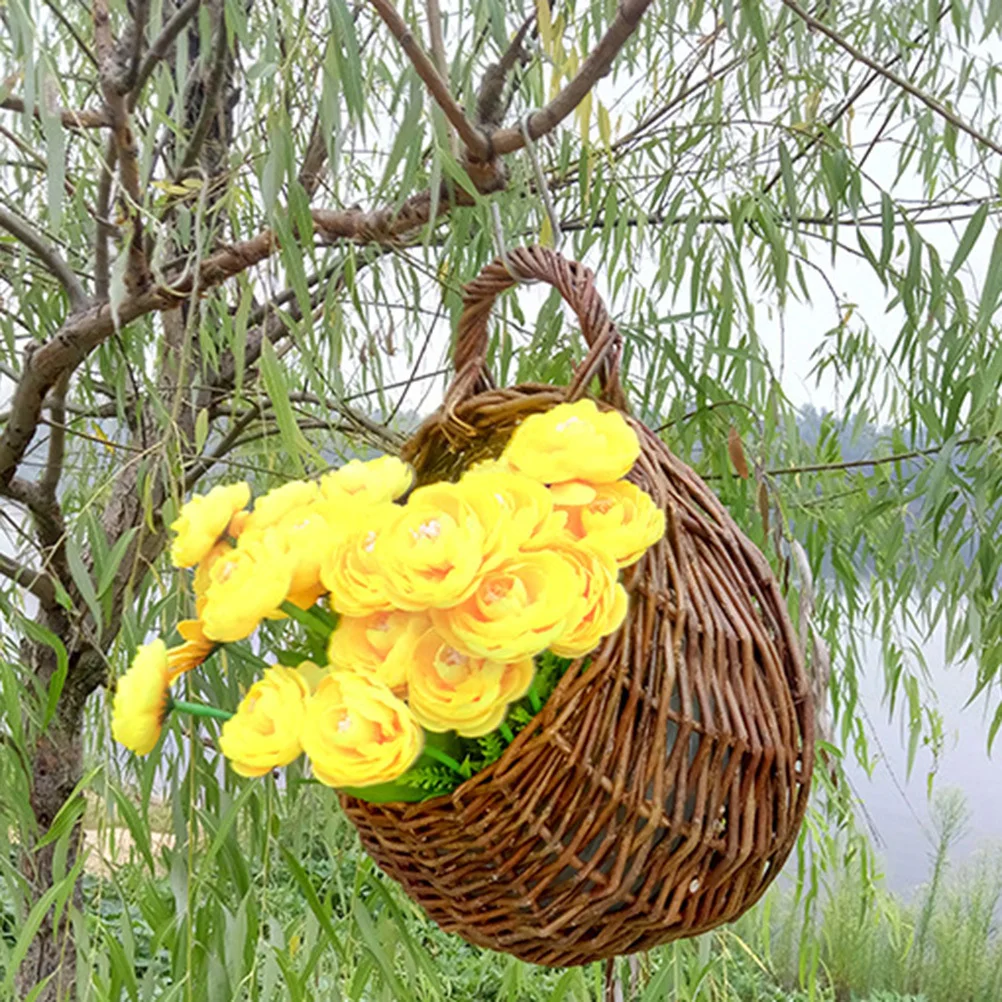 

Large Wicker Hanging Wall Basket Handmade Rattan Flower Pot For Home Garden Decor Artificial Plants Holder Rustic Hanging
