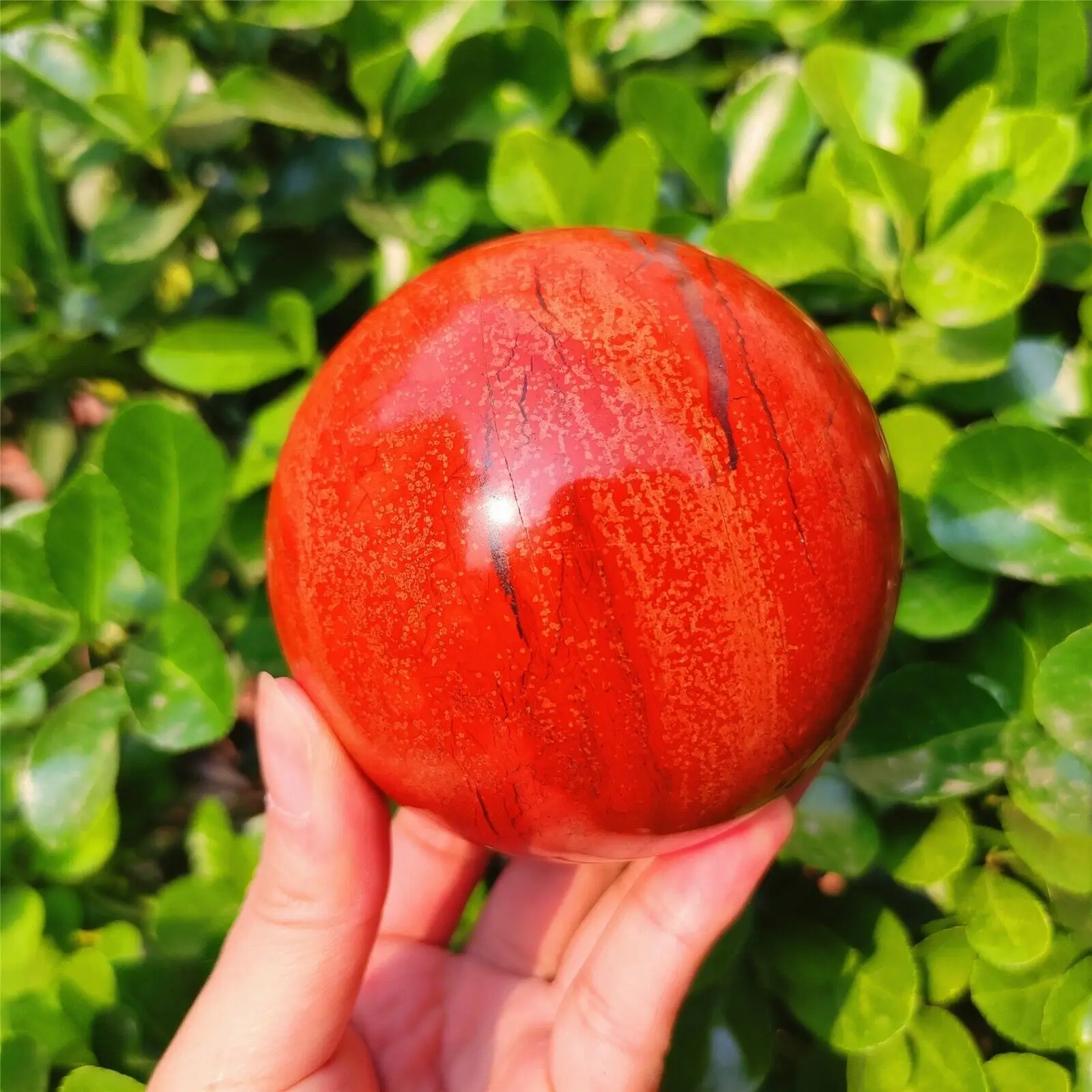 

Natural Red jasper ball quartz crystal sphere decoration reiki