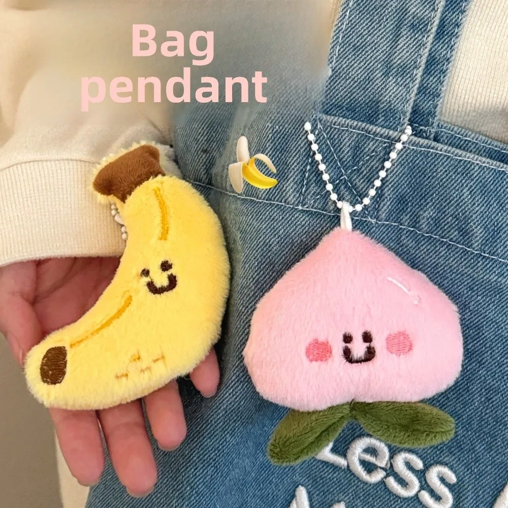 Nuevo llavero de muñeco de peluche de fruta de dibujos animados lindo Mango melocotón plátano colgante relleno aguacate limón cereza mochila encanto regalos de cumpleaños