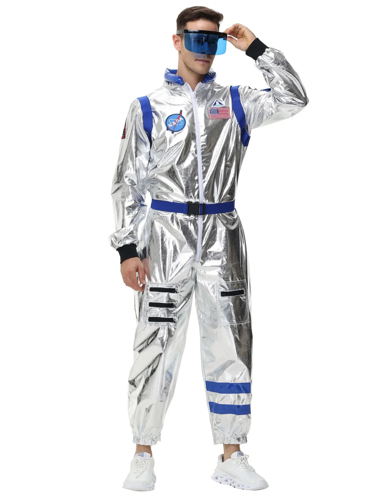 Kostium kosmonauty Leibela, srebrny kombinezon jednoczęściowy, ubrania dla rodziców i dzieci, kostium dla par, strój astronauty do zabawy.