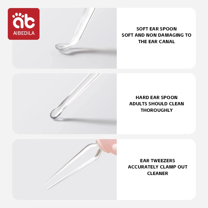 Luminous Ear Wax Removal Tool Baby Ear Spoon Set Ear Cleaner Earwax Cleaning Tweezers LED Light Earpick Children Adults Ear Care