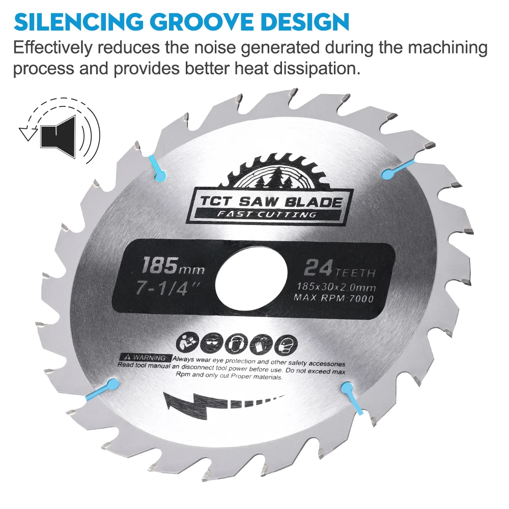XCAN 185/190/205mm TCT Kreissägeblatt Hartmetall-Sägeblatt Holzschneidscheibe 20-60T mit Hartmetallspitzen Holzbearbeitungswerkzeuge – Detail 5