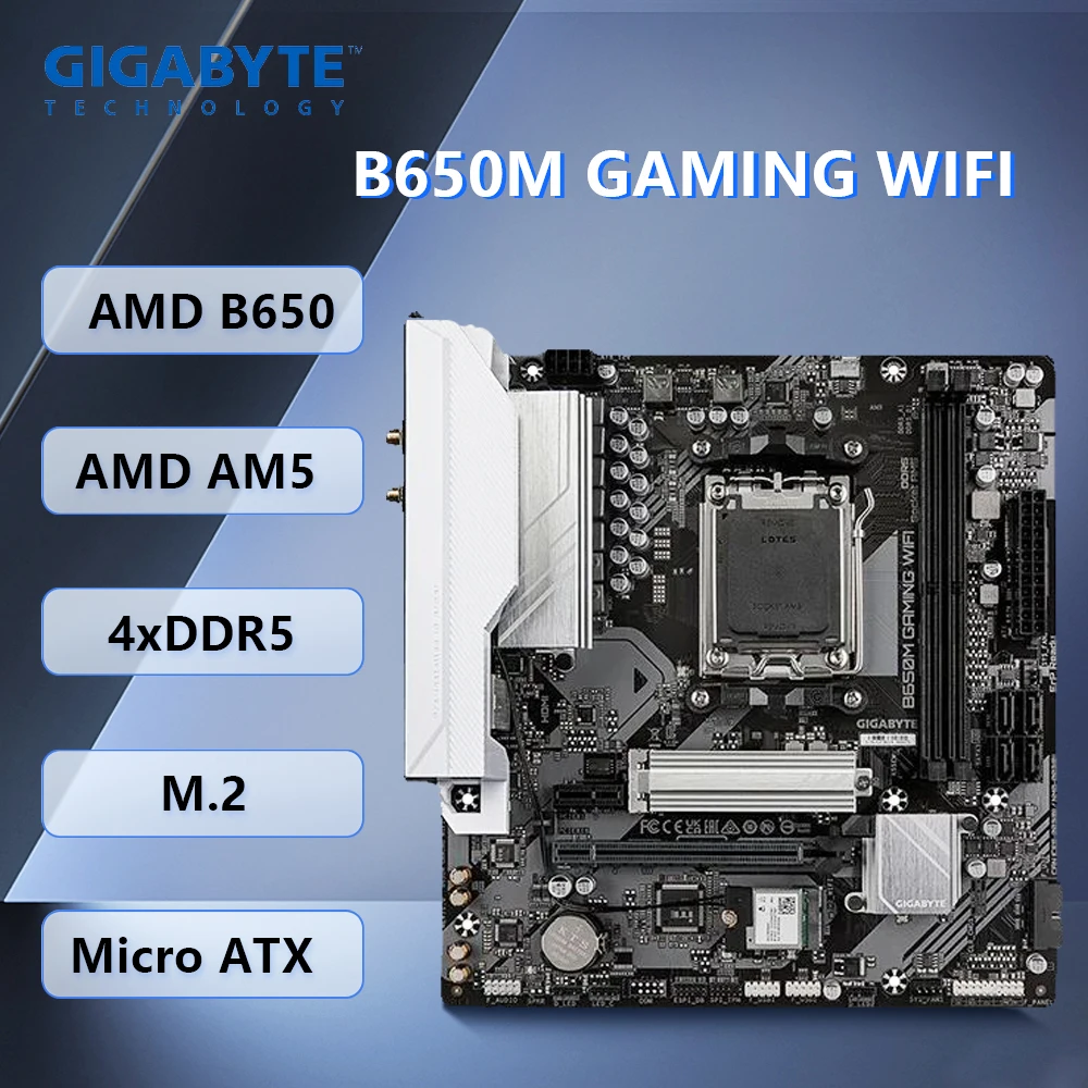 Placa base GIGABYTE B650M GAMING WIFI AMD B650 Socket AM5 DDR5 M.2 Micro ATX PCIe 4.0 Wi‑Fi 6 compatible con Ryzen 9 7900 8700F 8500G