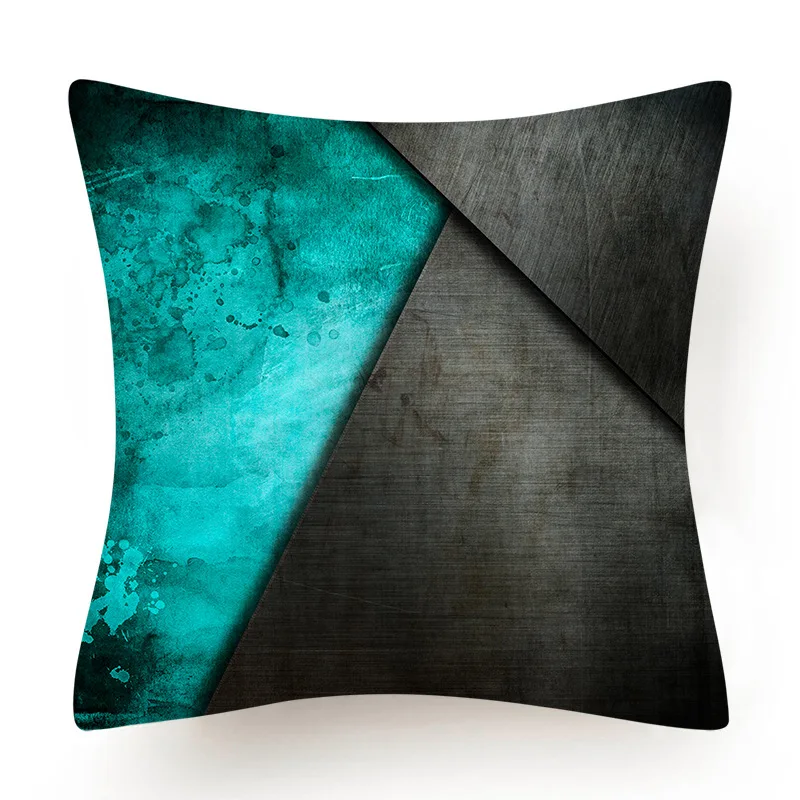 Teal Blue Green Geometric Pillow Cover Sofa Cushion Bed Butterfly   Home Decoration Car