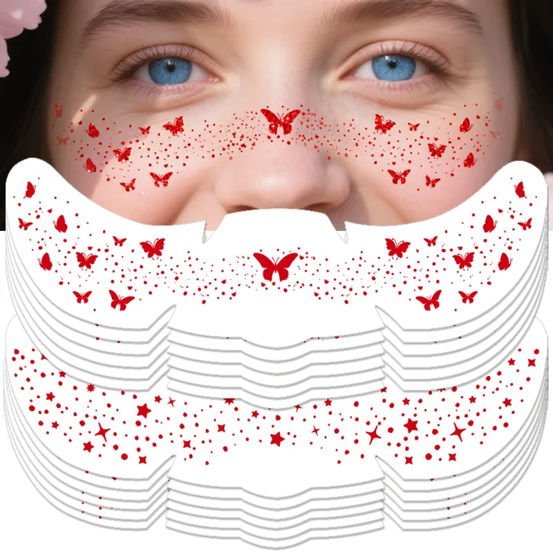 

6PCS/set freckle tattoo sticker makeup face sticker waterproof Laser hot stamping natural rose red freckle tattoo Body Art