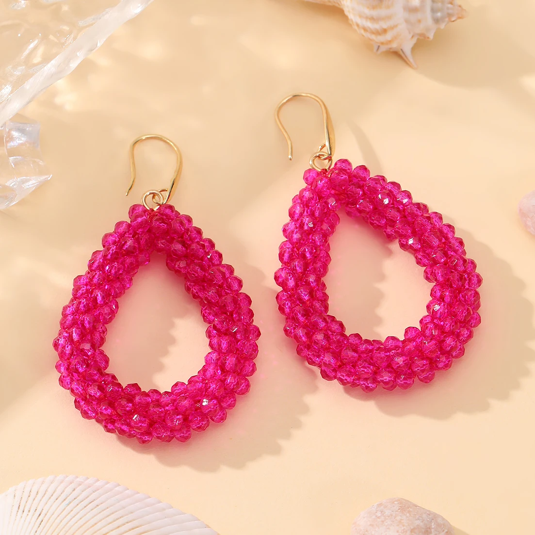 INKDEW Mischfarbe Große Tropfen Ohrringe Bunte Perle Handgemachte Threading Kristall Ohrringe für Frauen Geschenk Wasser Tropfen Schmuck EA004