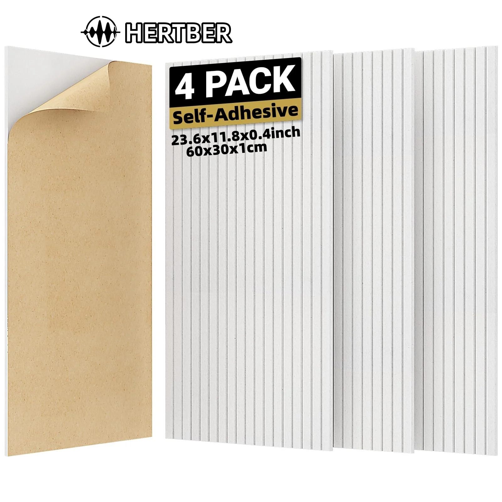 

4Pcs Self-adhesive Sound Absorbing Wall Panels 60x30x1cm Large Area Acoustic Fiber Panels Indoor Noise Reduction Decor for Home