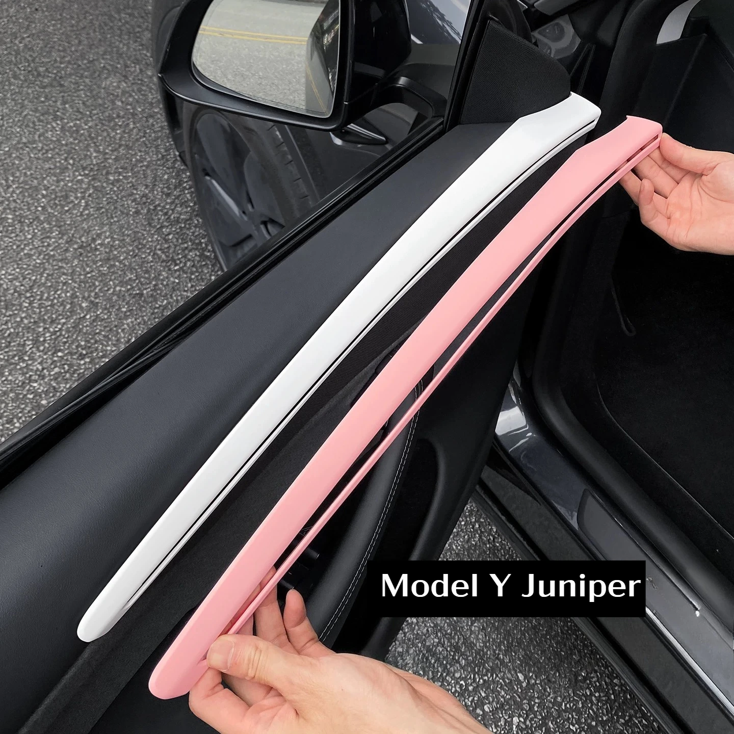 

For 2025 Tesla Model Y Juniper Front Rear Door White Carbon Black Trim Cover Decorative ABS Protective Shell Interior Accessorie