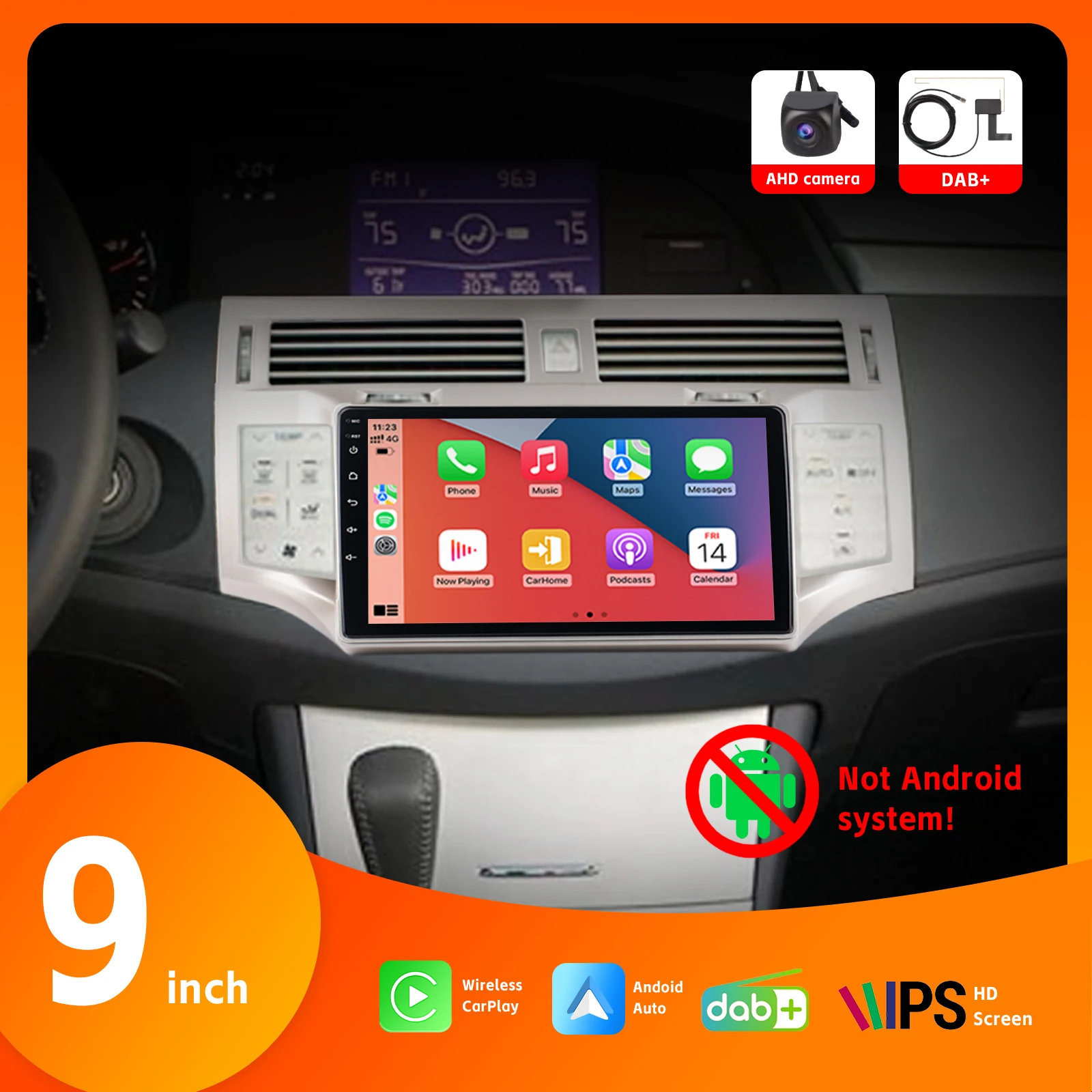 

9" Car Radio with Wireless Carplay Android Auto DAB+ for Toyota Avalon 2006-2010 with IPS Touch Screen AHD Rear View Camera BT