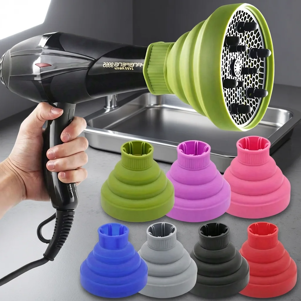 1pc universal silicone hair dryer diffuser cover adjustable heat-resistant accessory, used to define curly and frizzy control — Generic