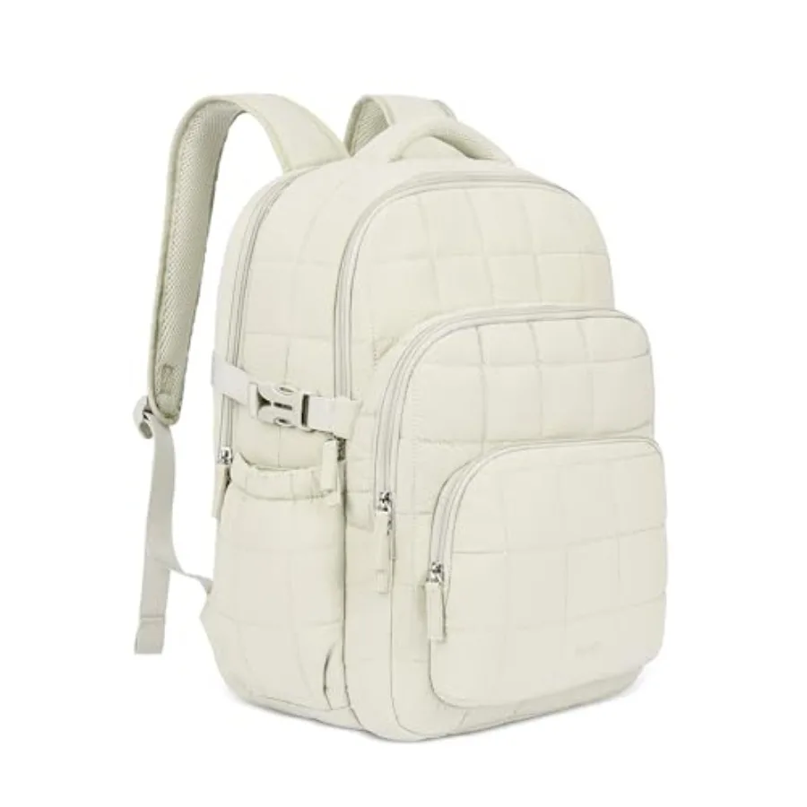 

17.3 Inch Laptop Backpack for Women, Anti Theft Travel Backpack, Puffer Quilted Work Backpack, Water Resistant College Bookbag,
