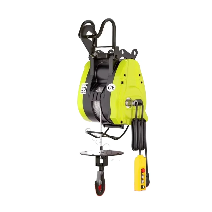 Electric Hoist, Household Mini Hoist with Wireless Remote Control, Brushless Motor & Variable Speed for Home Garage Warehouse