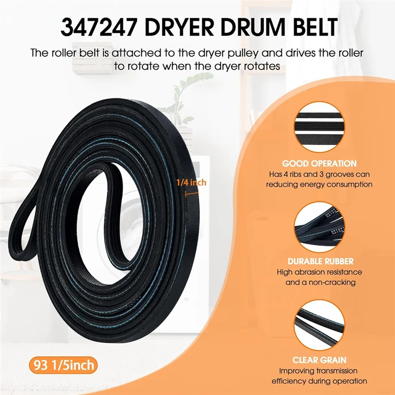 

AONEQ-4392065 Dryer Repair Kit With 341241 Dryer Belt, 349241T Drum Roller Kit, 691366 Idler Pulley-Parts For Model WED4815EW1
