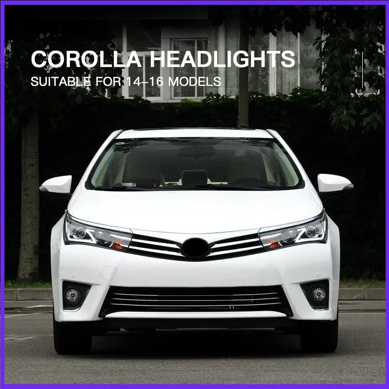 

Автомобильные светодиодные фары в сборе для Toyota Corolla 2014-2016, автоматические противотуманные фары DRL, стоп-сигнал, указатель поворота, Plug and Play