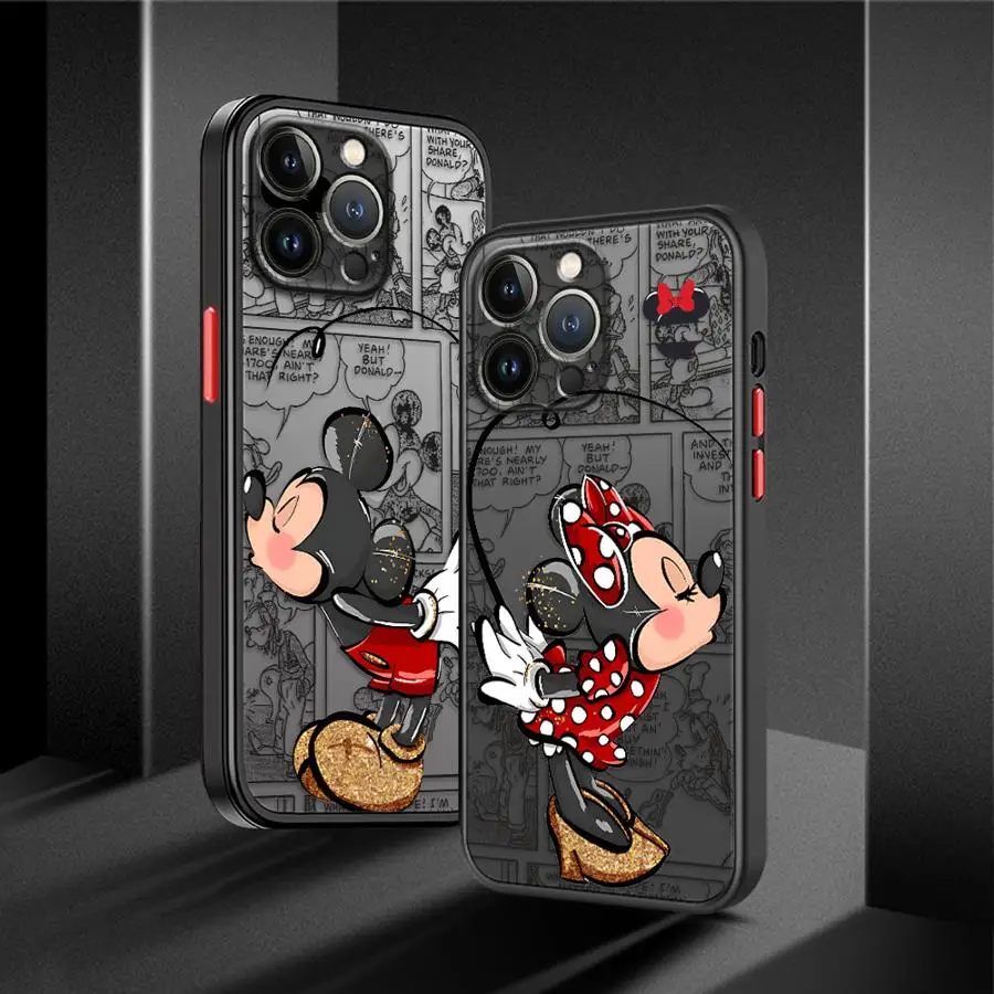 Love Disney Mickey Minnie Mouse Matte Case for Apple iPhone 16 Pro15 Pro Max 14 13 Mini 12 11 14 Plus 7 8 XR X XS Back Cover