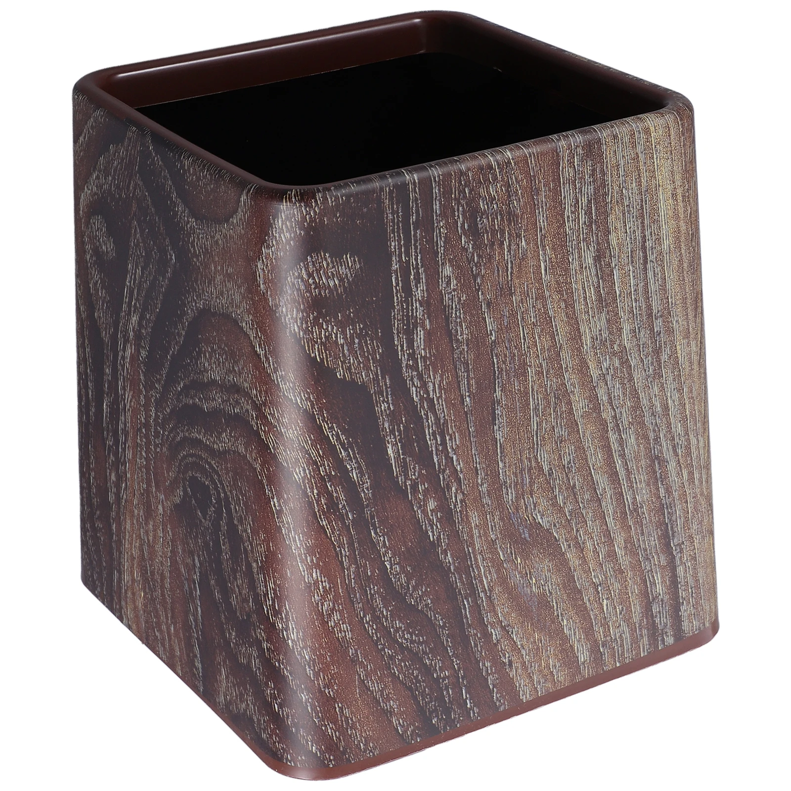 

Imitation Walnut Trash Can Plastic Bathroom Bedroom Kitchen Office Garbage Can Brown Easy Clean Lidless