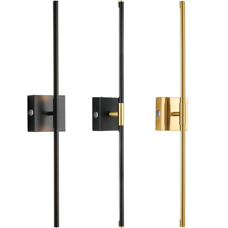 

Modern Metal Tube Wall Lamps Bedroom Foyer Washroom Living Room Toilet Bathroom Black Gold Decor Wall Sconce Led Mirror Light