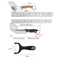 WXCOO Stainless Steel Scallion Slicer Multifunctional Fish Scale Knife Hand Forged Kitchen Butcher Knife with Wood Handle 6
