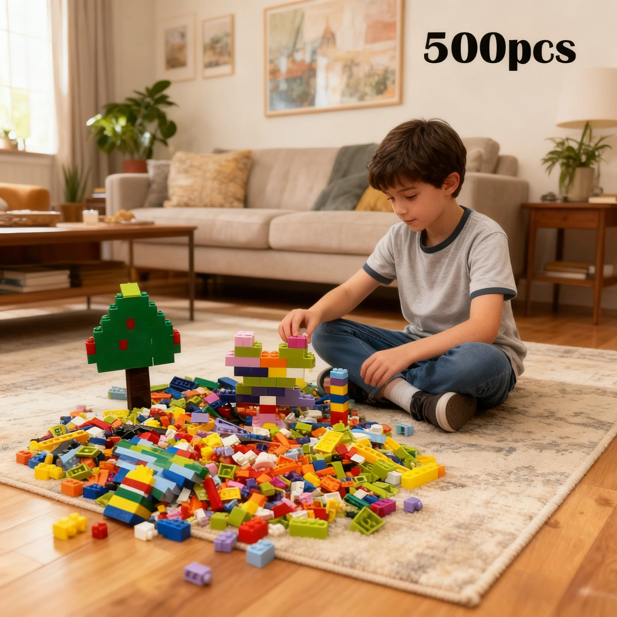 

500PCS Small Brick Blocks, DIY Construction Toy Set for Kids, Educational Learning Building Kit for Parent-Child Activities