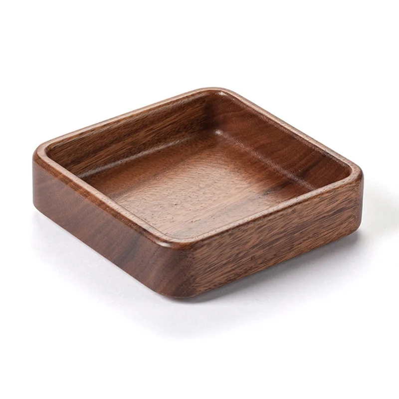 

Tea Tray Wooden Dessert Plate Solid Wood Round Walnut Plate Japanese Style Stackable Tray Tableware