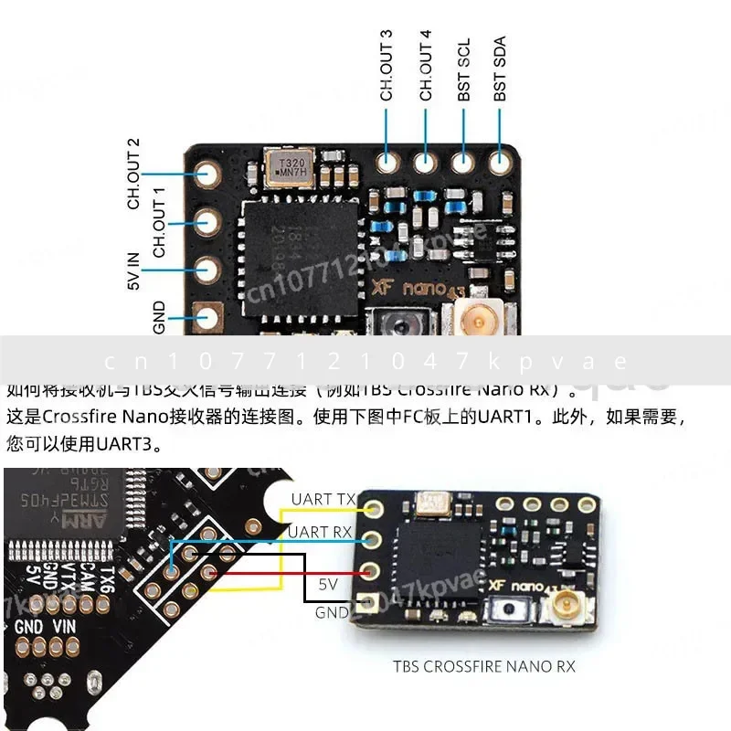 The Antenna Version of The Subminiature 915 Receiver CROSSFIRE NANO RX (SE Includes T Antenna.