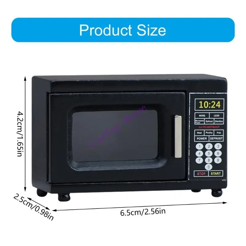 Detalle realista microondas madera en miniatura para cocina modelo a escala 1/12