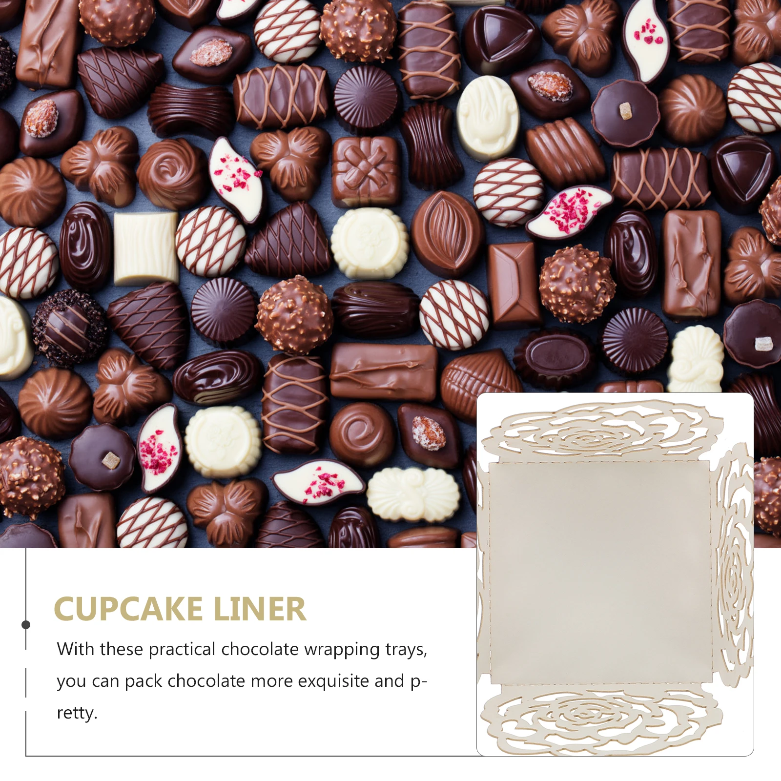 

100pcs Chocolate Cups Hollow Rose Trim Candy Wrappers Paper For Chocolate Packaging Lightweight Truffle Caramel Wrappers Baking