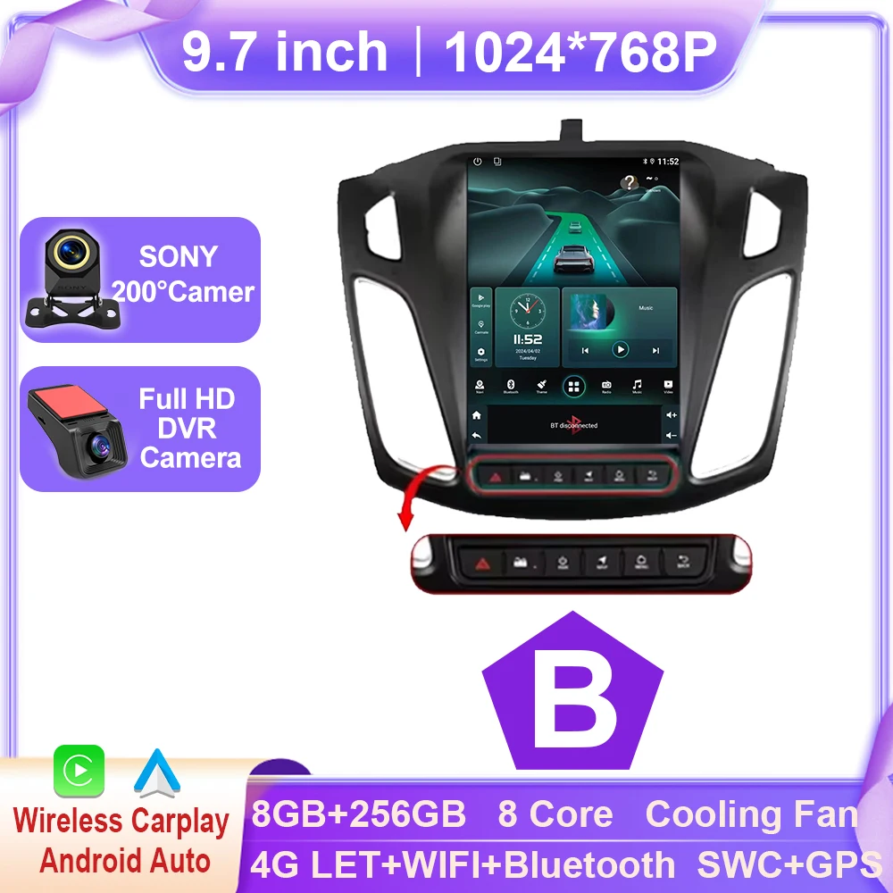 Android 15 Autoradio Voor Ford Focus MK3 2011-2019 Multimedia Video Player Navigatie GPS Stereo auto carplay 2din Nieuwe BT dvd