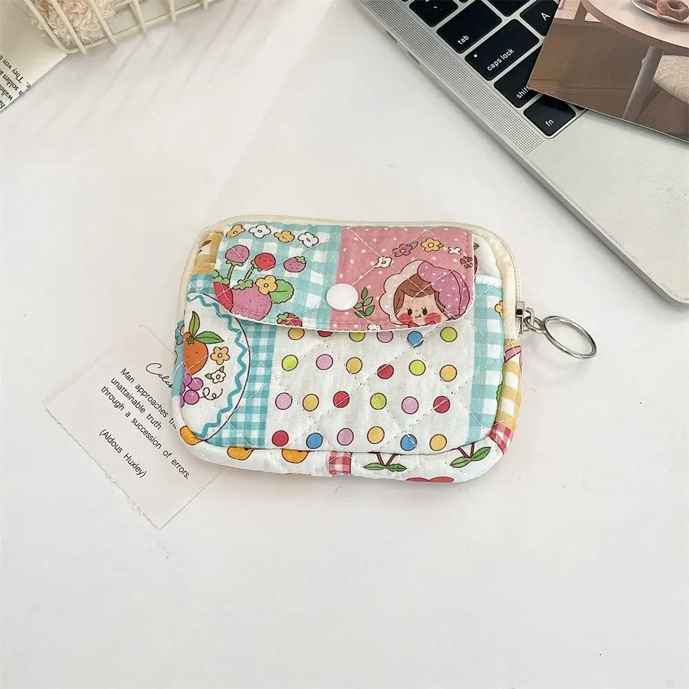 Kawaii Floral Coin Purse Korean Style Multifuctional Small Makeup Lipstick Bag Jewelry Packing Bag Card Holder