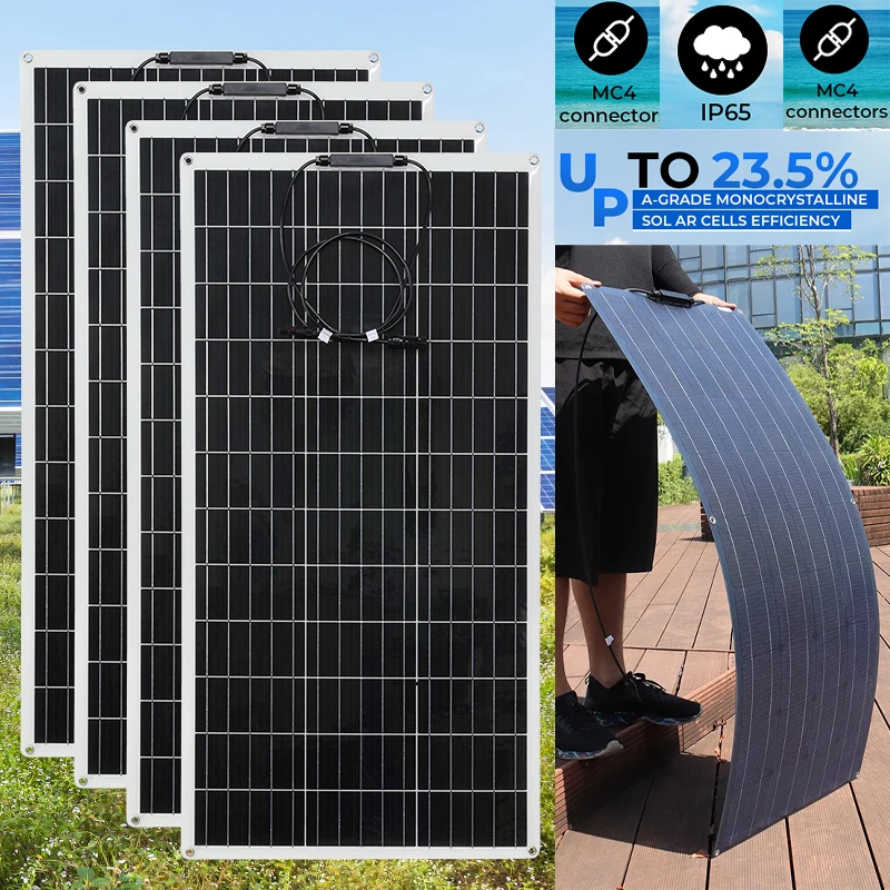 Pmax 300W Solar Panel PET ETFE 45W/50W/75W/100W solar plates for Car RV Boat Phone Fan Power Bank Battery Solar Emergency Charge