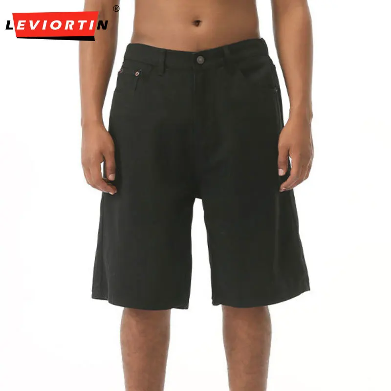 

Four Seasons Men's Fashion Trendy Simple Solid Color Half Elastic Waist Casual Loose Versatile Straight Leg Pants Trendy