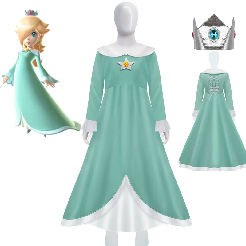 Factory price Princess Peach Costume,Peach Daisy Rosalina Dress Up for Girls Cosplay Outfit with Accessories