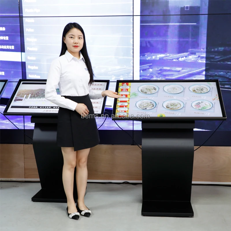 Multi Touch Screen/ Landscape/portrait,/Full HD/ UHD Lcd Digital Interactive Kiosk  Turn Pictures Click to Play Videos Software