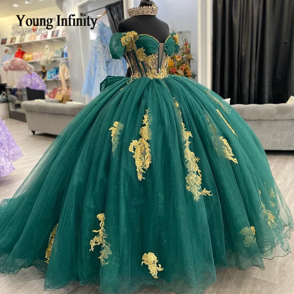 Customized Green Quinceanera Dresses 2024 Tulle Princess Ball Gown Sweet 16 Lace Applique Floral Vestidos De 15 Anos Birthday