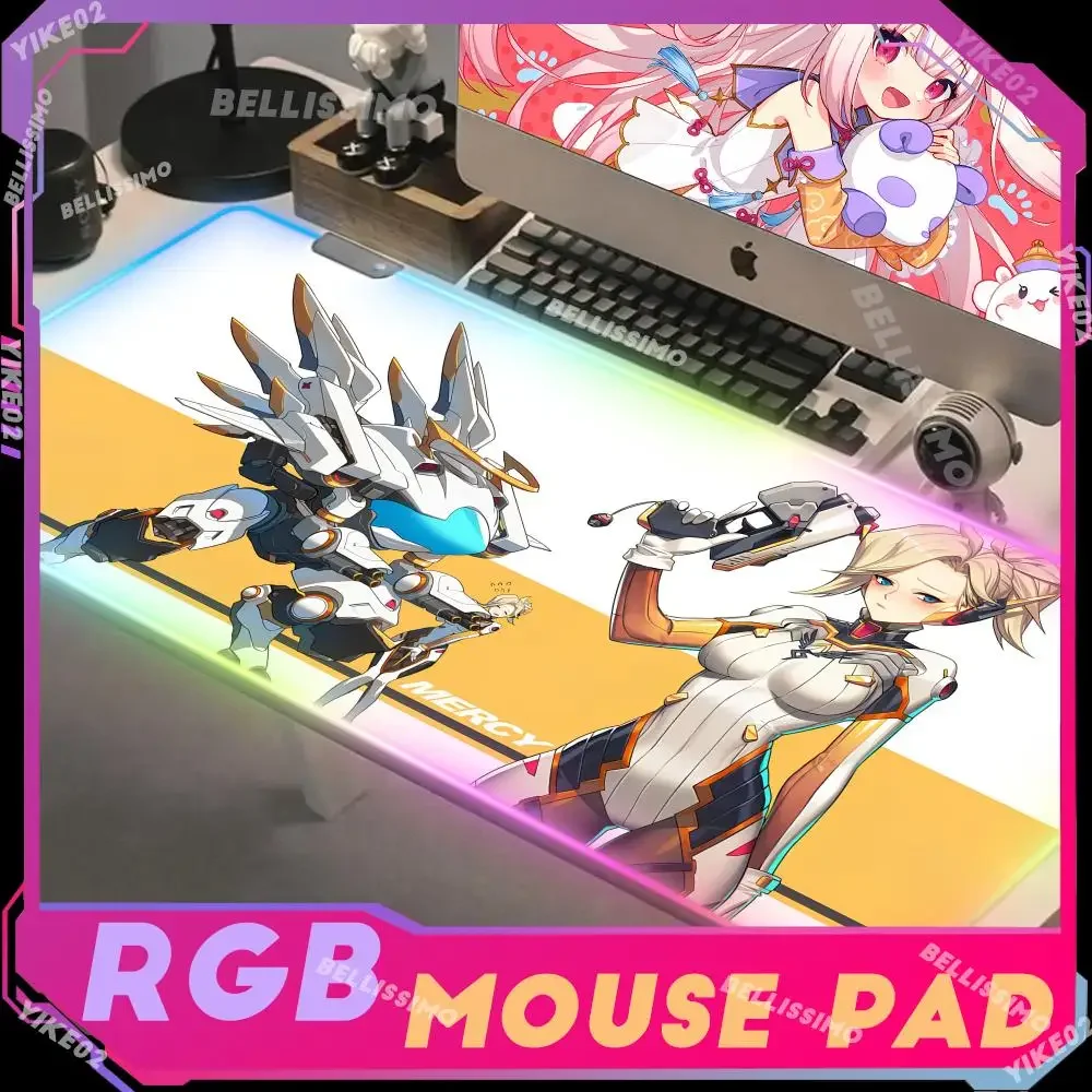 

RGB LED Large Overwatch Mouse Pad Hot Sale Gaming Room Accessories Computer Keyboard Mousepad Anime XXL PC Gamer Laptop Desk Mat